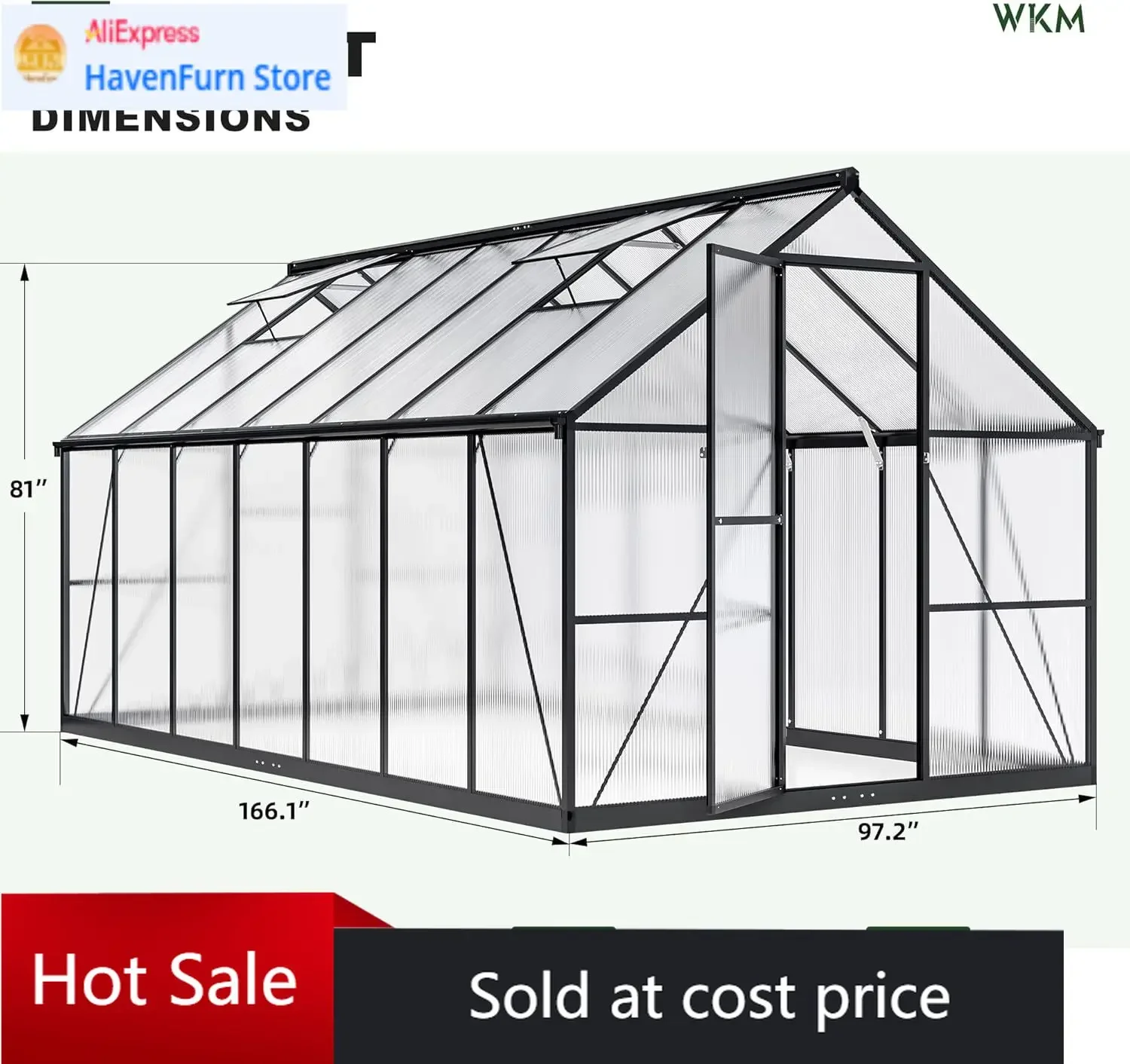 

Activity priceWalk In Polycarbonate Greenhouse 8x14 Ft Aluminum Garden Outdoor Roof Vent