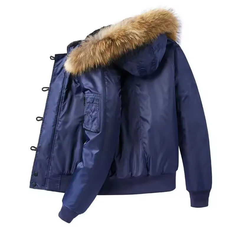 Pilot Men's jackets Thicken Winter Jacket Padding Man Royal Blue Jacket Coat Parkas Outdoor Fur Hooded Cotton Padded Jacket
