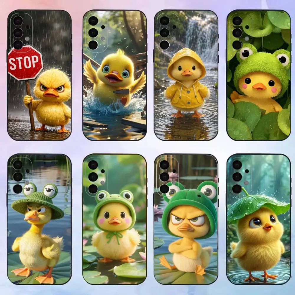 Whimsical Big Eyes Duck phone Case For Samsung S25,24,21,22,23,30,Ultra,20,Plus,Fe,Lite,Note Black Cover