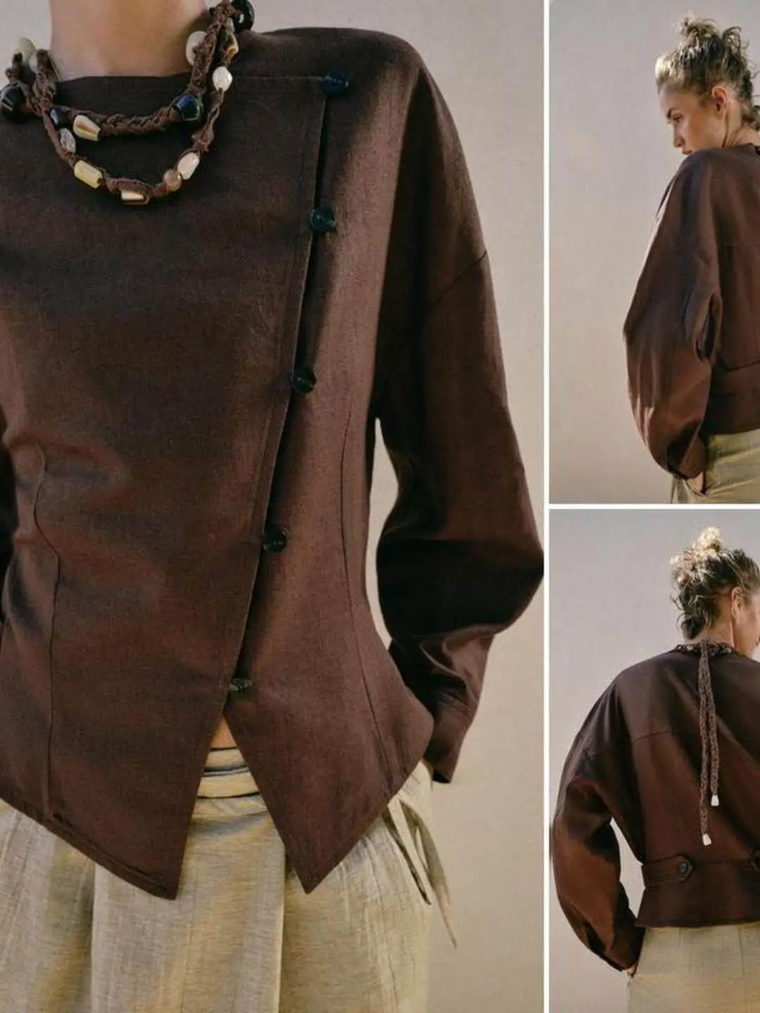 Elegant Fit Summer Outerwear Long Sleeve round Neck Zipper Closure Side Tie Decorative Women's Polyester Fiber Fashion Coat