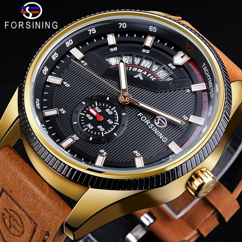 Free Shipping OUTLETSNew forsining European American Style Men's Fashion Casual Cutout Racing Dial Automatic Mechanical Watch