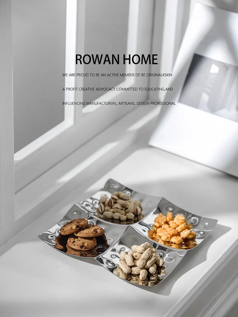 Tableware Dish Creative Snack Plate Stainless Dessert Plates Snacky Bowl for Dining Home Decoration Living Room Scandinavian