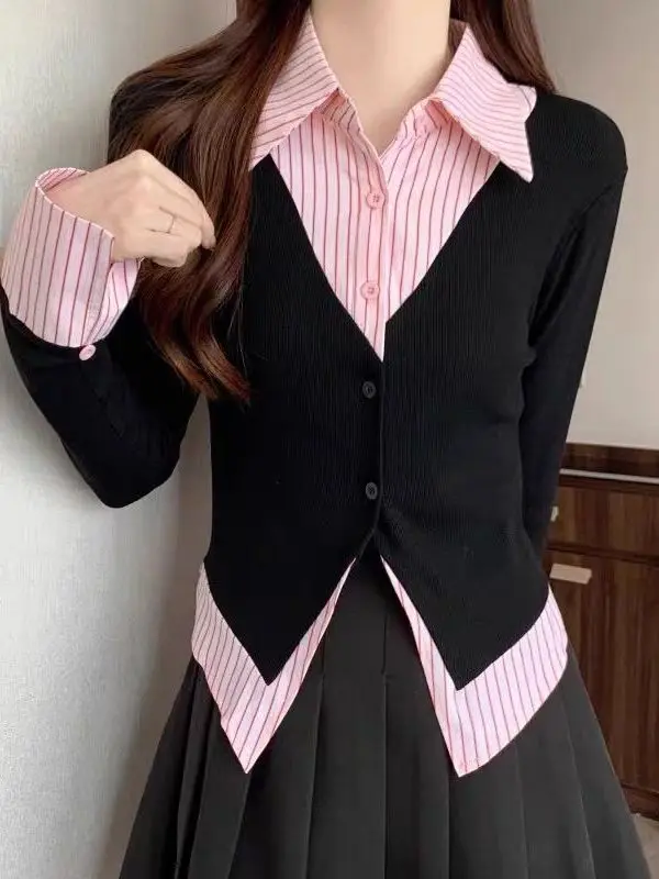 

Женские утягивающие иллюзии больших размеров, состоящие из двух частей, корейский длинный воротник-свеч, обычный крой, осенняя модная уникальная...