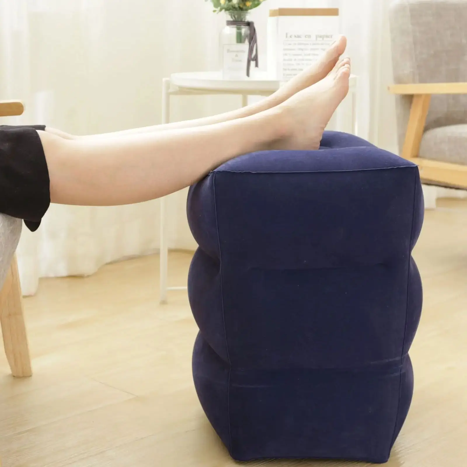 Portable Three-Layer Inflatable Footrest Mat with Storage Bag High-Quality Comfortable Foot Pad for Travel And Home Use