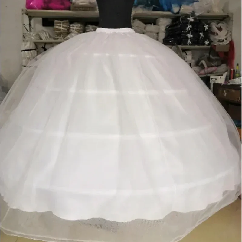 Nueva venta caliente 4 aros enagua blanca grande súper esponjosa crinolina Slip Underskirt para vestido de novia vestido de novia en Stock