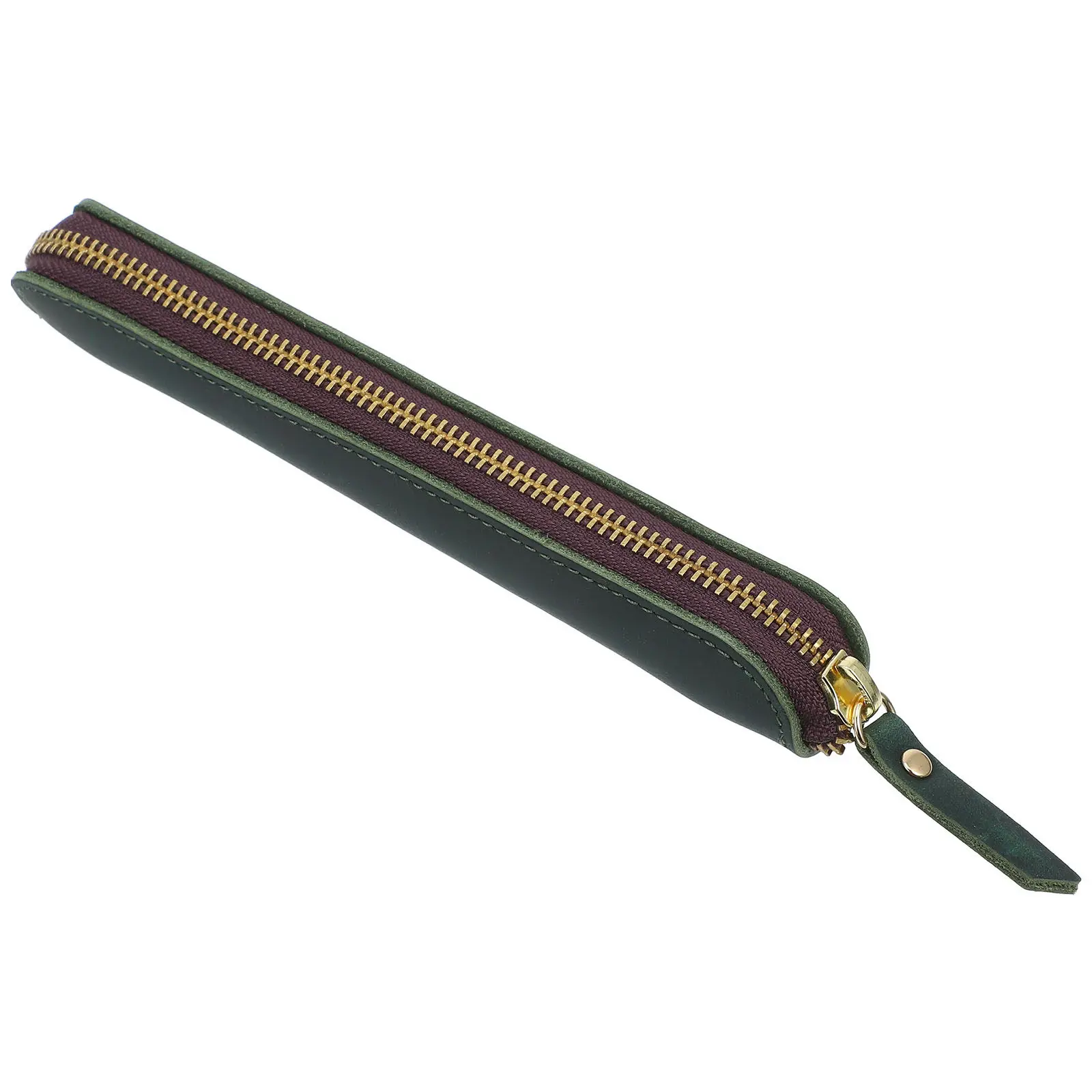 

Чехол для ручек ручной работы, зеленый, прочный, на молнии, для шариковых и перьевых ручек, элегантный футляр для ежедневного использования в офисе