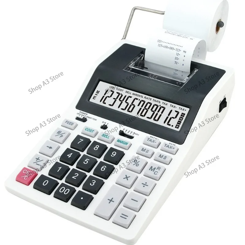 Office Financial Monochrome Printing Calculator Professional Cashier Counting Desktop Accounting Computing Machine Accessory
