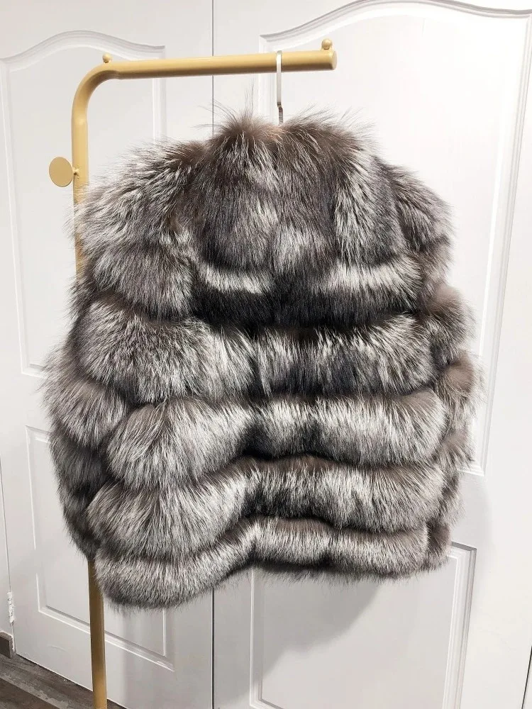 المبيعات الساخنة الأزياء الفاخرة الثعلب الطبيعي الفراء سترة المرأة شتاء دافئ عالية الجودة معطف فرو الثعلب السيدات ملابس خارجية
