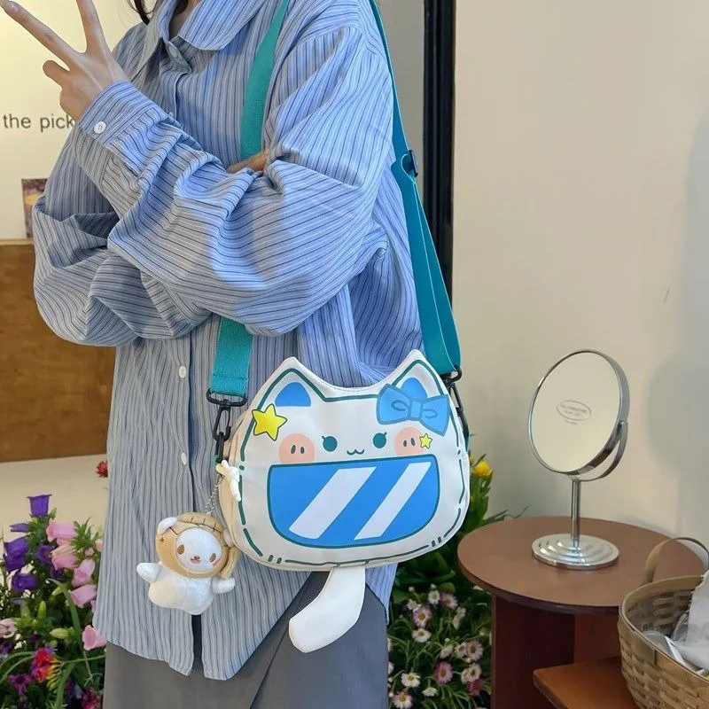 MBTI Cute Cat Shoulde Bag for Women Cartoon Small Fashion Print Elegant Handbag Popular All-match Designer Female Crossbody Bag