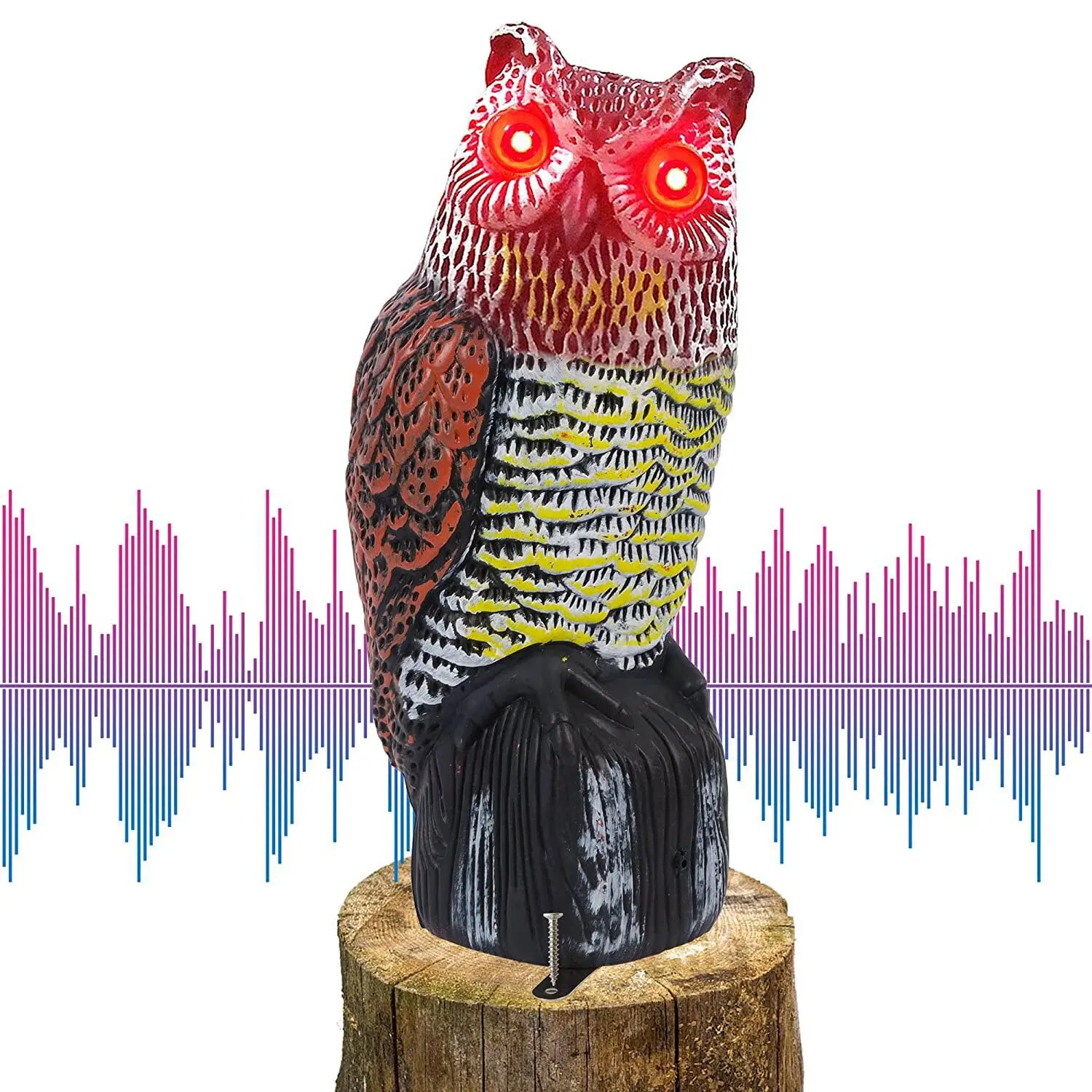 Simulated Owl Vocalization Sculpture Resin Crafts Outdoor Courtyard Solar Energy Eyes Glowing Garden Decoration Ornaments