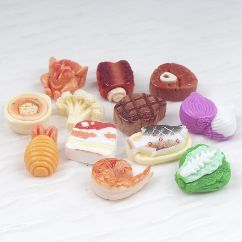 30/300 قطعة شريحة لحم البقر الصغيرة اللطيفة ، أضلاع لحم الخنزير والأسماك والروبيان الغذاء مسمار الفن الراتنج السحر Craft بها بنفسك الحرفية لمسمار زخارف ثلاثية الأبعاد #3