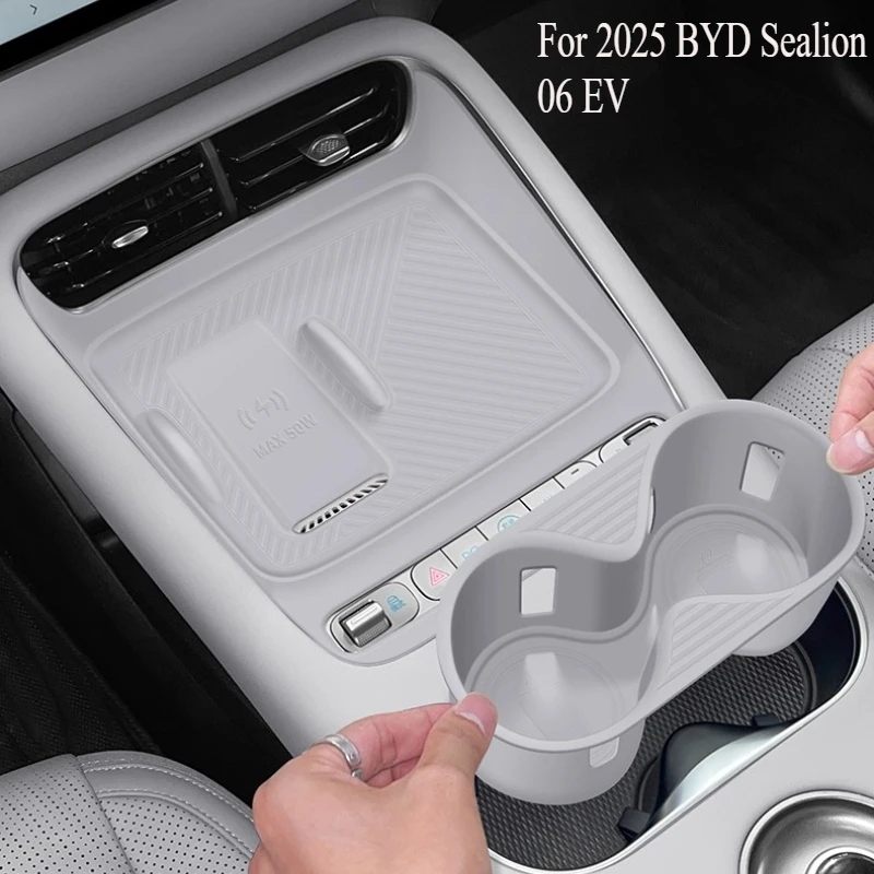 

Для 2025 BYD Sealion 06 Комплект чехлов для центральной консоли EV, коврик для приборной панели с защитой от царапин и подстаканник, вставки для подстаканников, автомобильные аксессуары