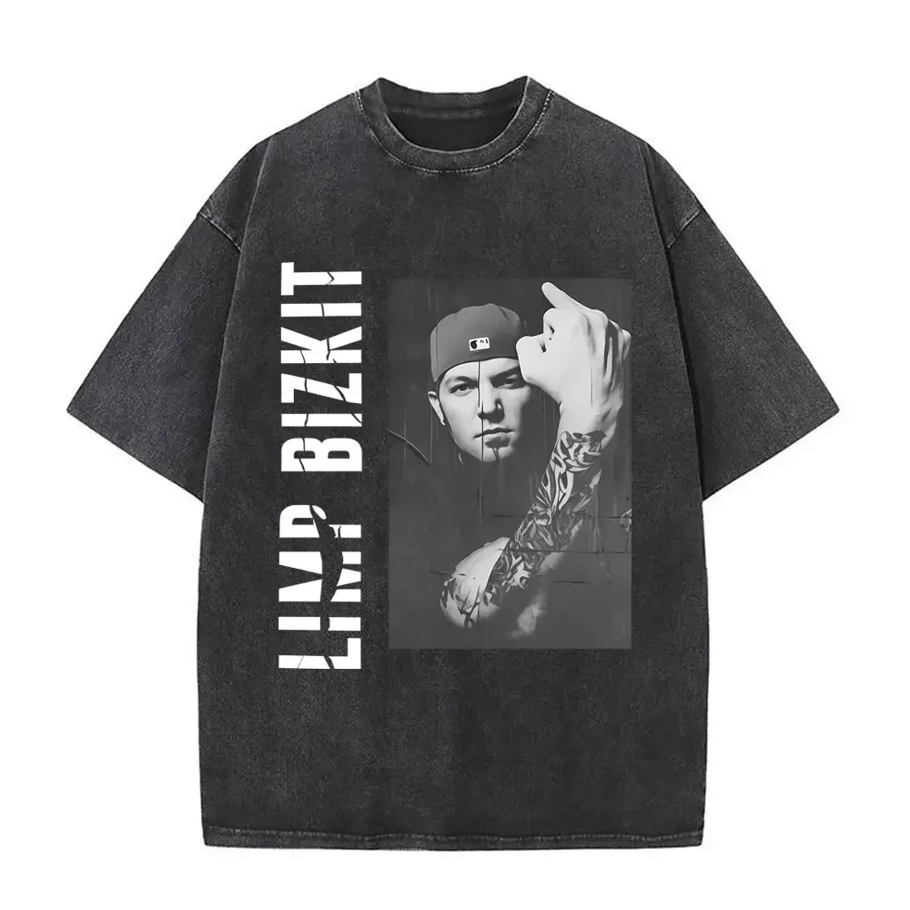 Washed Vintage Rock Band Limp Bizkit Significant Other Print T-shirts Men's Women Hip Hop Retro Oversized Short Sleeve T Shirts image 3