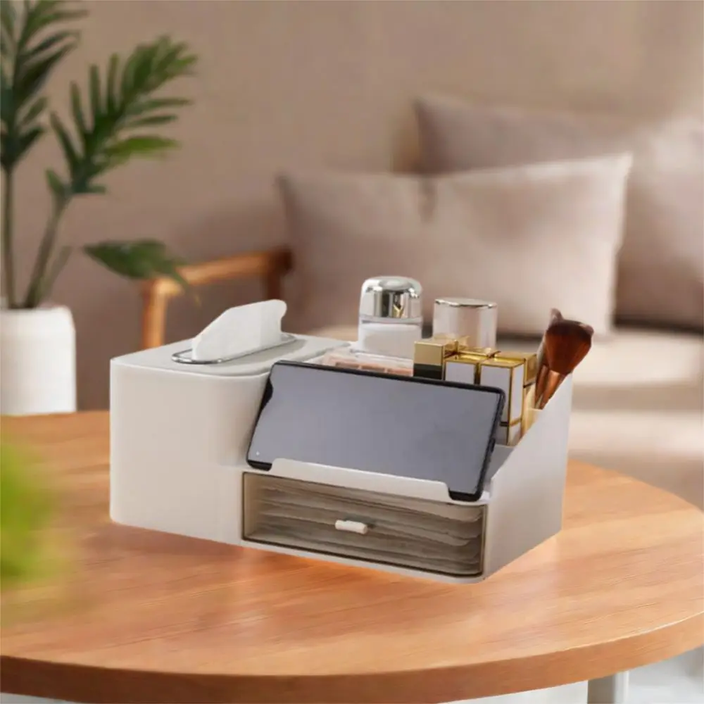 

Simple Large Capacity Desktop Storage Box Space Saving Dustproof Tissue Box Plastic Reusable Cosmetics Storage Case Dormitory