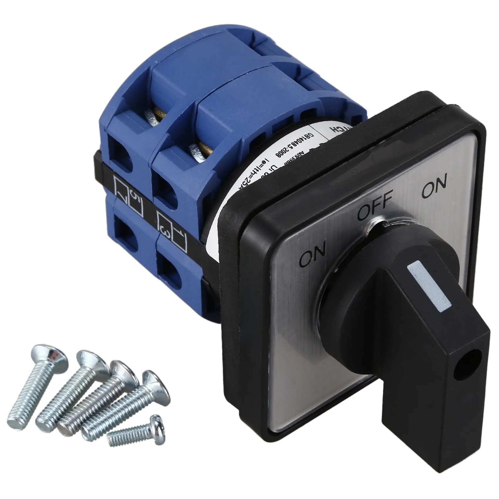 SEWS-2X AC660V 25A 2-Pole 3-Position Momentary Plastic Rotary Changeover Switch Blue+Black