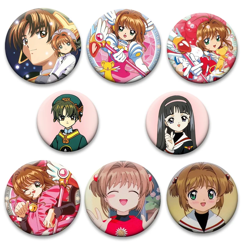 

Cardcaptor Sakura Pin Cute Anime Figure KINOMOTO SAKURA,Li Syaoran,Tomoyo Daidouji‌,CERBERUS Brooches Round Badge Bag Accessorie