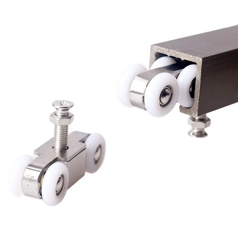 Stainless Steel Sliding Door Wheel Mute Smooth Aanti-wear Four-wheel Pulley Nylon Hanging Rail