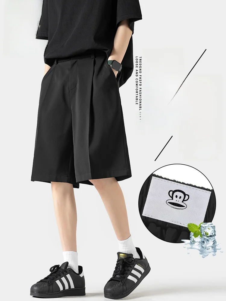 

PaulFrank Premium Ice Silk Men's Casual Loose Fit Summer orts Thin Straight Leg Pants Five-Quarter Length Youth Faion