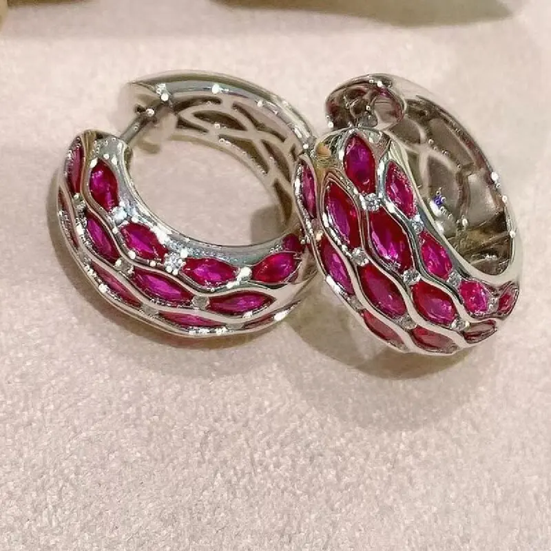 

KQDANCE Luxury 925 Sterling Silver New Style Marquise Brilliant Cut Gemstone Hoop Earrings For Women