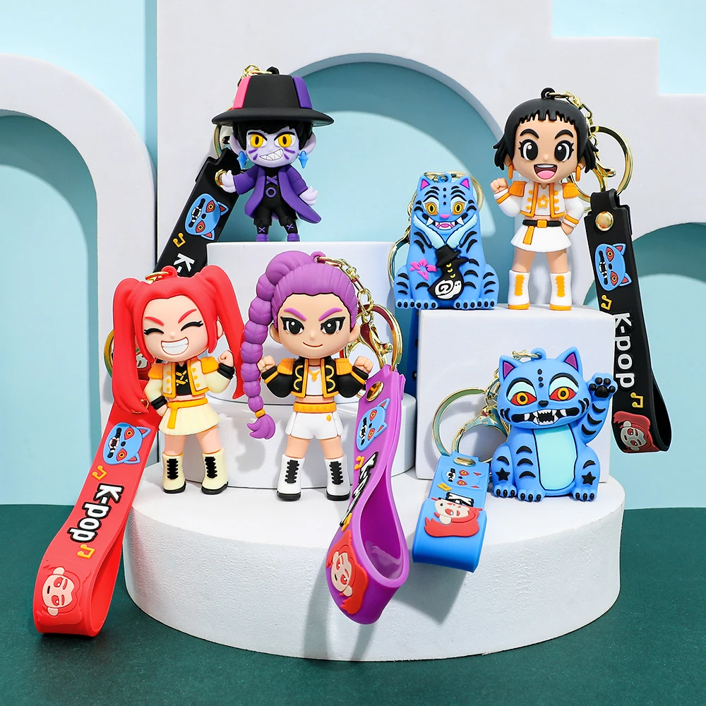 Heiße 3D-gedruckte Anime-Film-KPOP-Dämonenjäger-Mädchen-Charakter-Schlüsselanhänger, niedliche Tiger-Actionfigur, Sammlerstücke, Geschenke – Detail 6