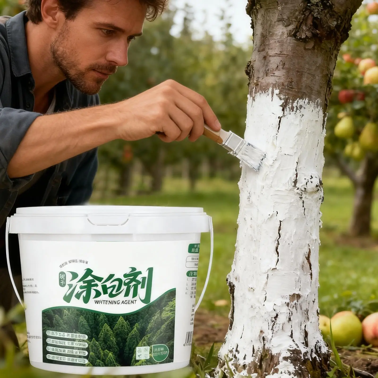 Pintura blanqueadora de árboles profesional, revestimiento protector de larga duración de 525ml para troncos, previene quemaduras solares, segundos y grietas heladas