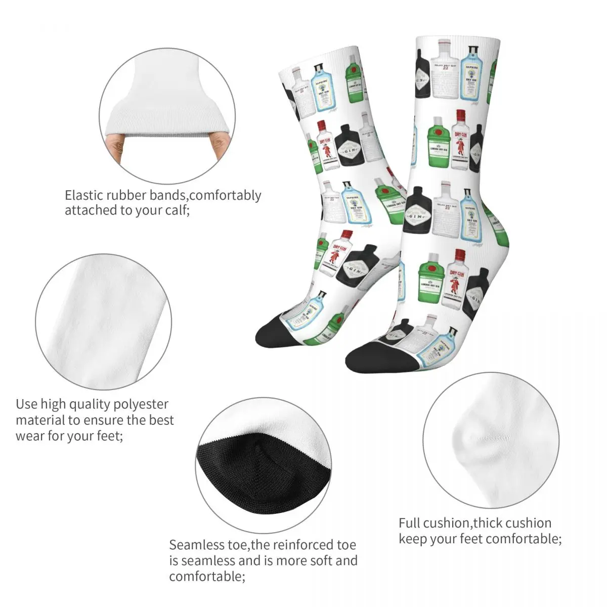 Chaussettes Harajuku avec illustration Gin HI, bas super doux, chaussettes longues toutes saisons, accessoires pour cadeaux unisexes