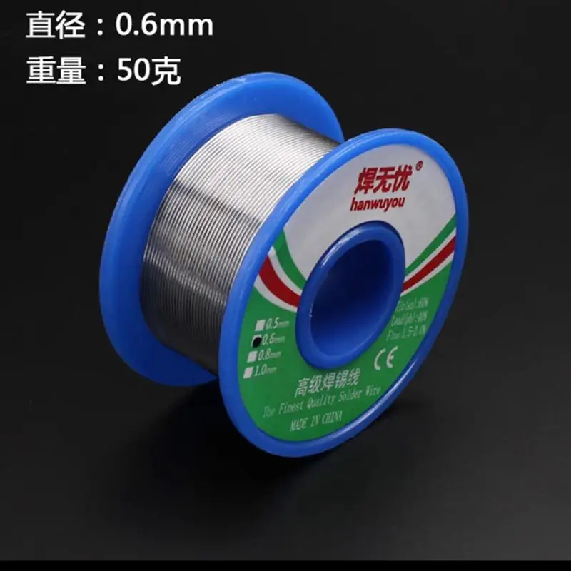 Bobine de fil à souder 0.5mm 0.6mm 0.8mm 1mm 60/40, noyau de colophane, fil à souder en étain, Flux de soudure 1.5-2.0%, fil de fer 50g