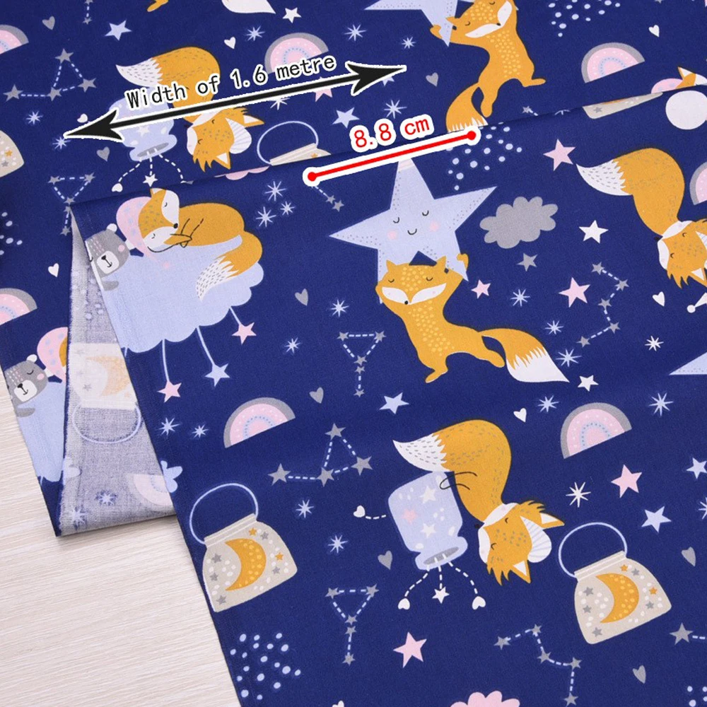 Teramila Cotton Fabric Fox Cartoon Design Tecido Tela Bedding DIY Patchwork Quilting Baby Cloth Sewing Home Textile Scrapbooking