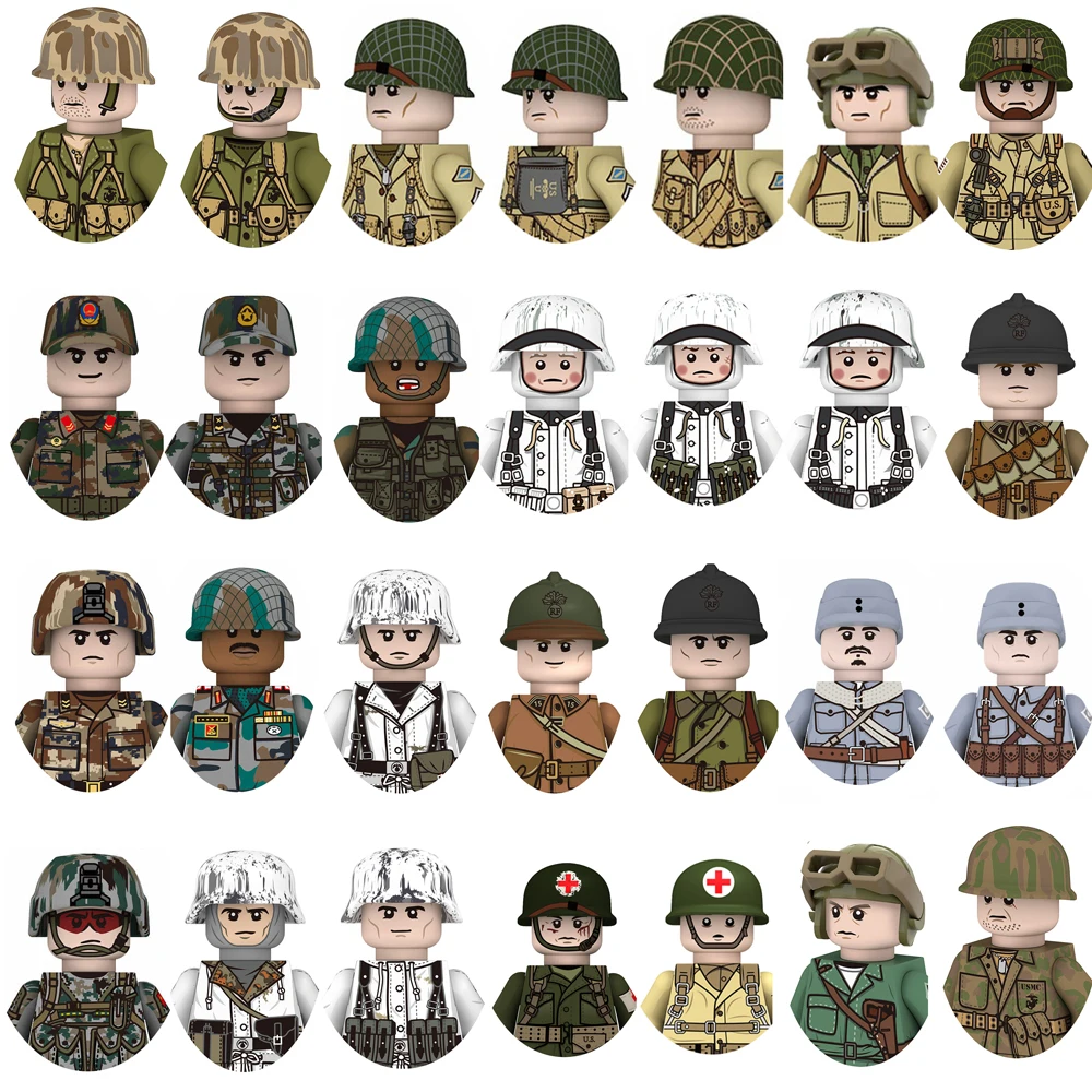 Mini Military Soldiers Eighth Route Army Models Guns Building Blocks Soviet US UK India China France Figures Bricks Toys