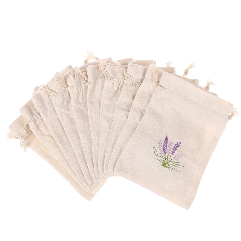 10Pcs/1Pc  Small Gift Drawstring Wrapping Perfume Holders Canvas Satchel Lavender Bag Packing Pouches Car Packing Sachet Bag