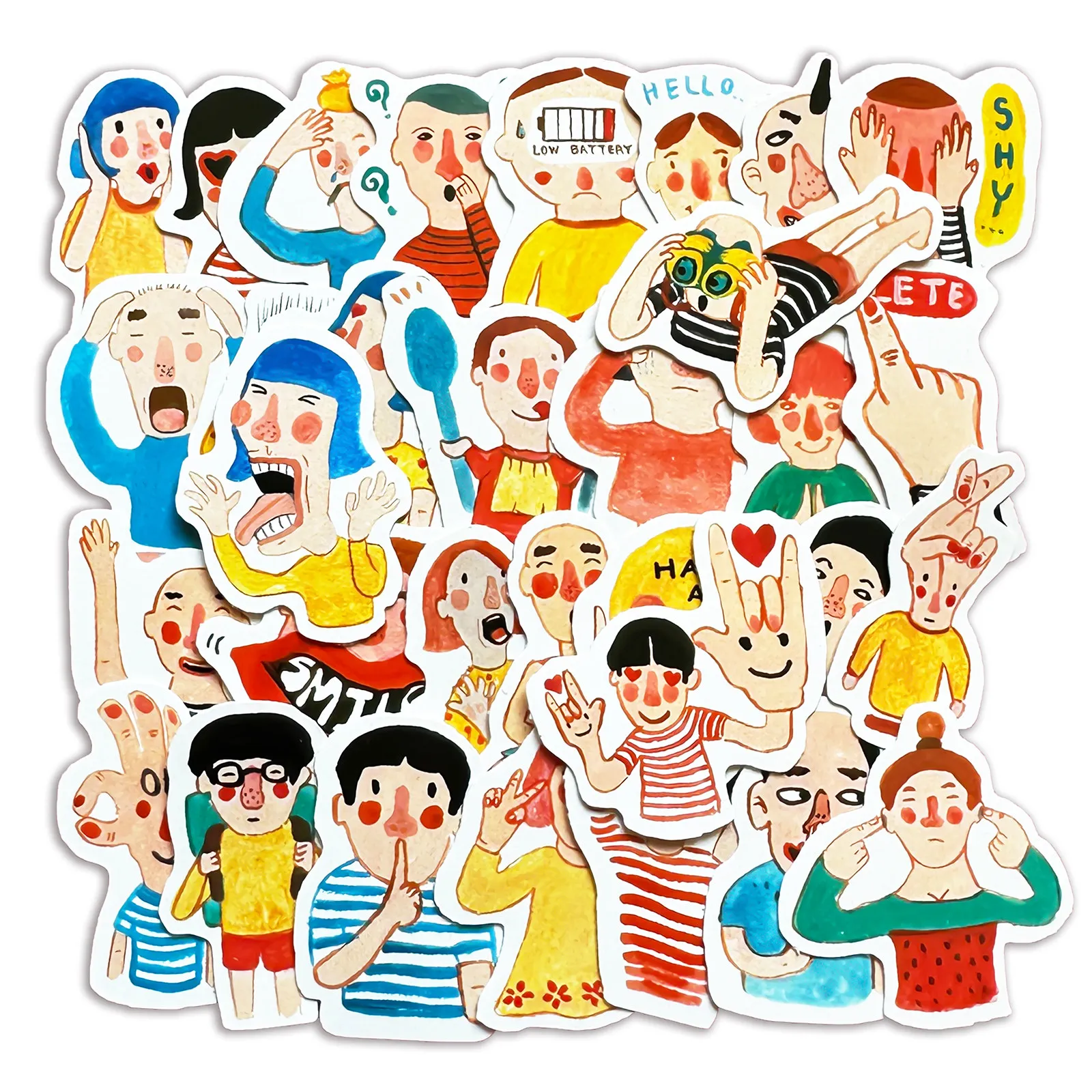 

Funny Cartoon Character Small Stickers for Journal Notebook Phone DIY Decoration Scrapbooking Material