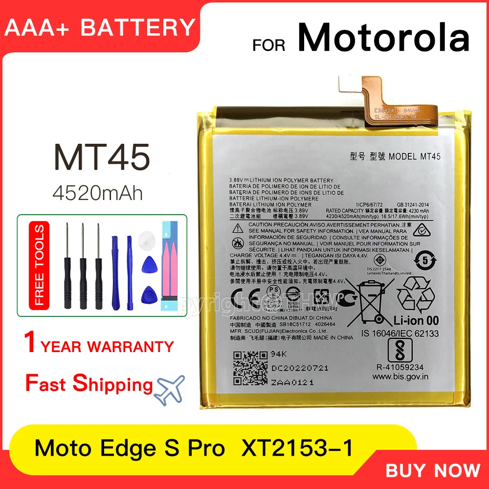 100% genuine Battery 4520mAh MT45 Battery For Motorola MOTO Edge 20 Pro / Edge S Pro XT2153-1 Replacement Batteries Batteria