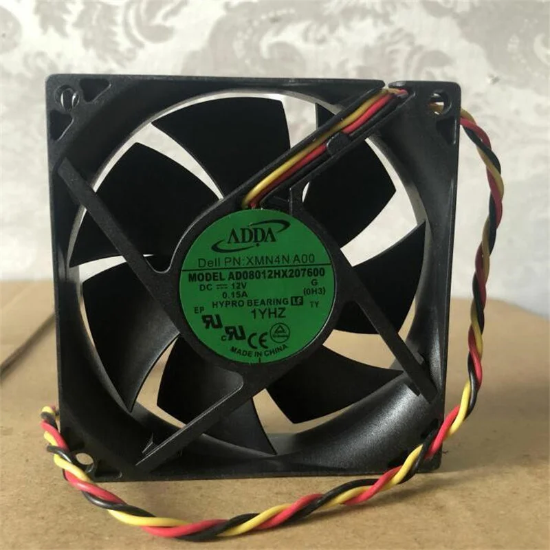 AD08012HX207600 12V 0.15A 8CM 8020  3-wire cooling fan