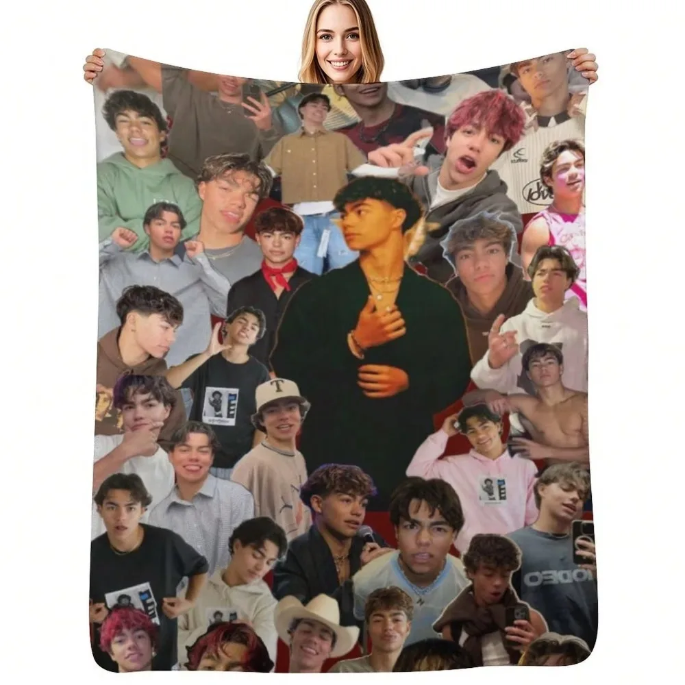 Malachi Barton Anime-Themed Flannel Blanket - Soft All-Season Throw With Vibrant Print, Mixed Colors For Home, Office