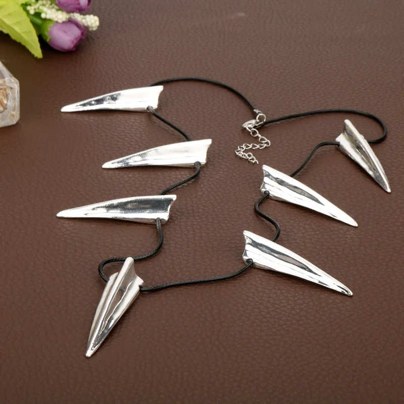 Estilo de película Collar de Pantera Negra Máscara de Pantera Negra Dientes de Lobo Chapado en Oro Negro Colgante Cadena de Clavícula Accesorios de Cosplay
