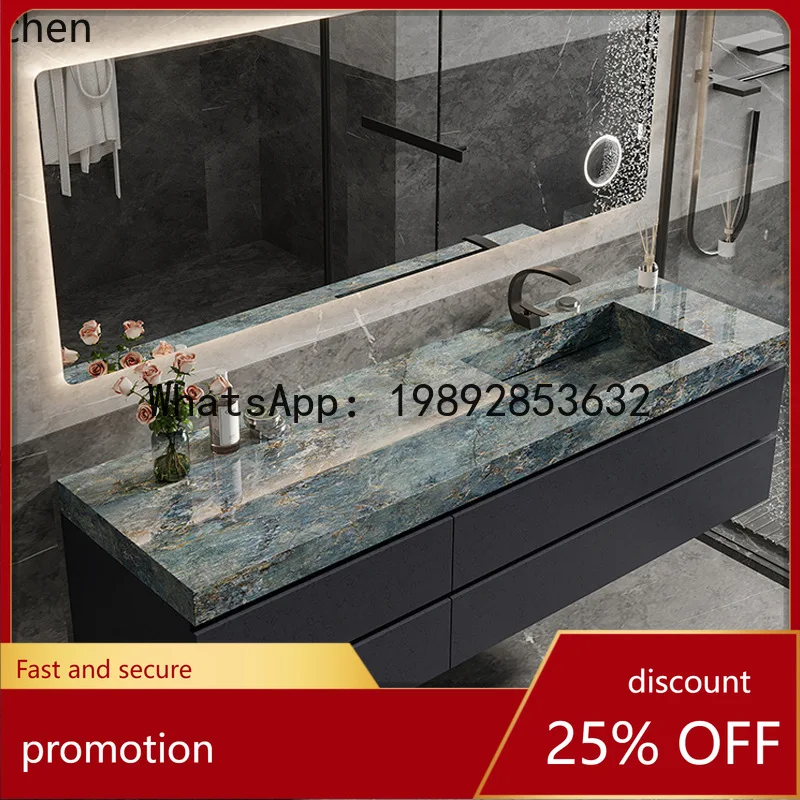 

YFY Modern Rock Slab Bathroom Cabinet Combination Integrated Basin Solid Wood Washstand Face Washing Sink Basin