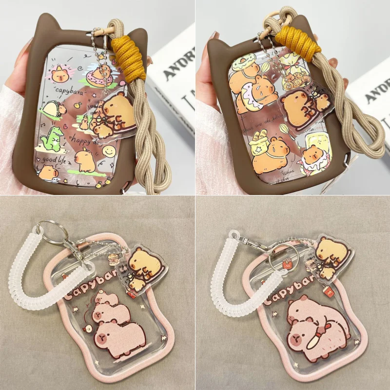 1 قطعة غطاء بطاقة الأذن القط شفافة المعبود صور الكرتون واقية حامل بطاقة حافلة مترو الانفاق معلقة حبل الحرم الجامعي معرف الحماية #3