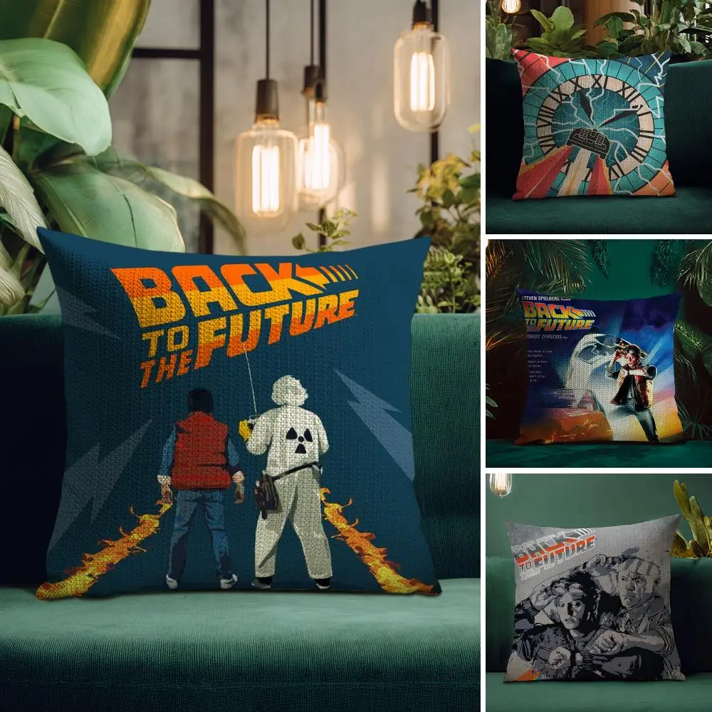 فيلم B-العودة إلى المستقبل غطاء الوسادة كيس وسادة من الكتان الطبيعي على الوجهين طباعة أريكة الزخرفية المخدة ديكور المنزل هدية #1
