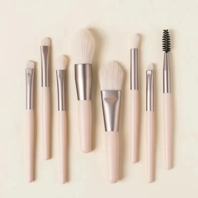 8 pçs mini conjunto de pincéis de maquiagem pincéis de maquiagem fundação mistura blush corretivo sombra de olho mistura delineador conjunto de pincéis de maquiagem para trave