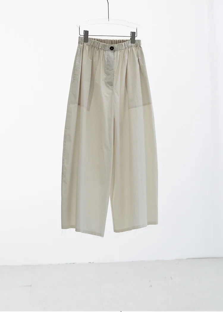 Plus-Size Summer A-Line Women's Wide-Leg Pants, Loose Thin Cropped Pants, Casual Carrot Pants
