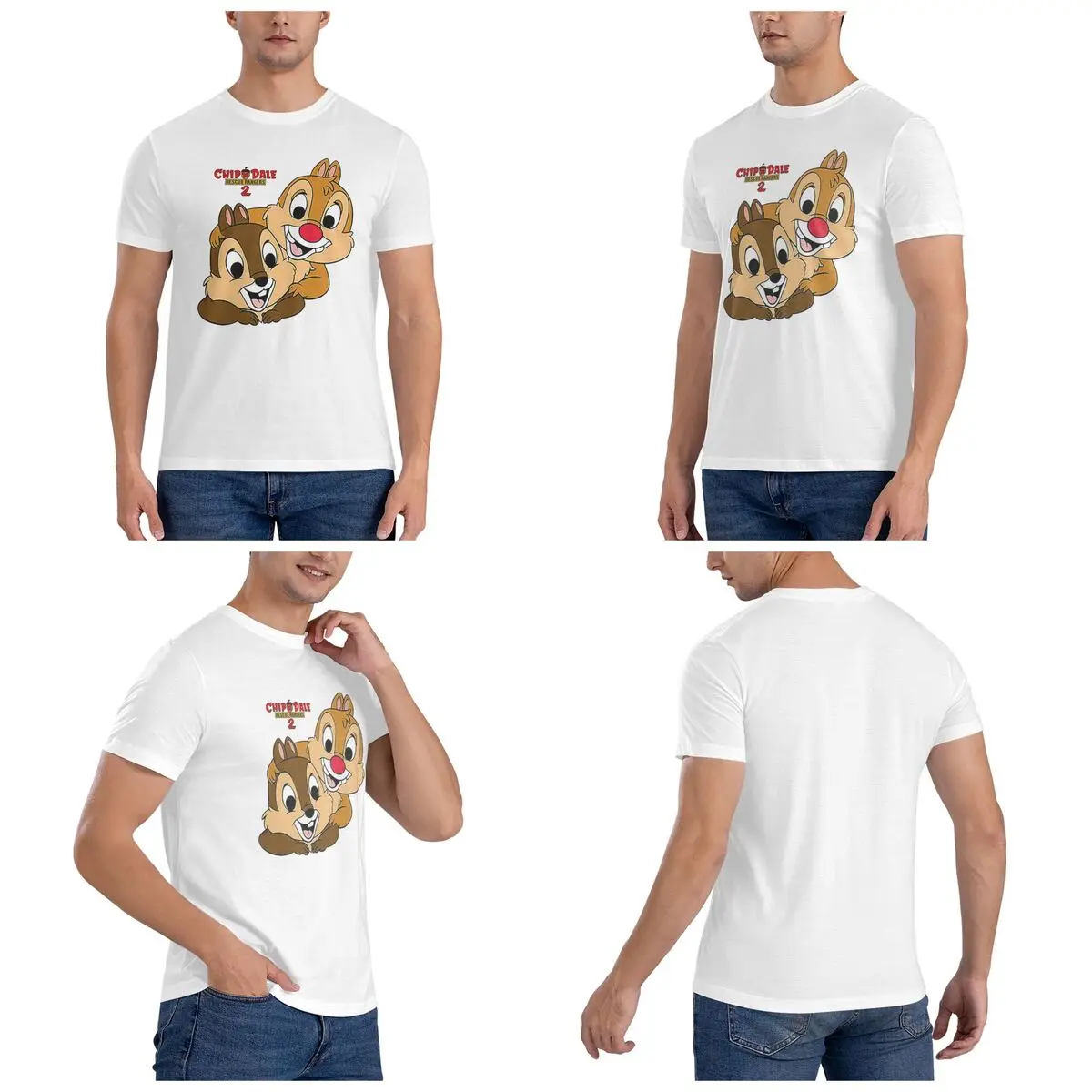 Chip 'N' Dale Park Life T-Shirt for Men Cotton Plus Size T Shirts Men's Tees Short Round Neck Summer Clothes Tops S-6XL