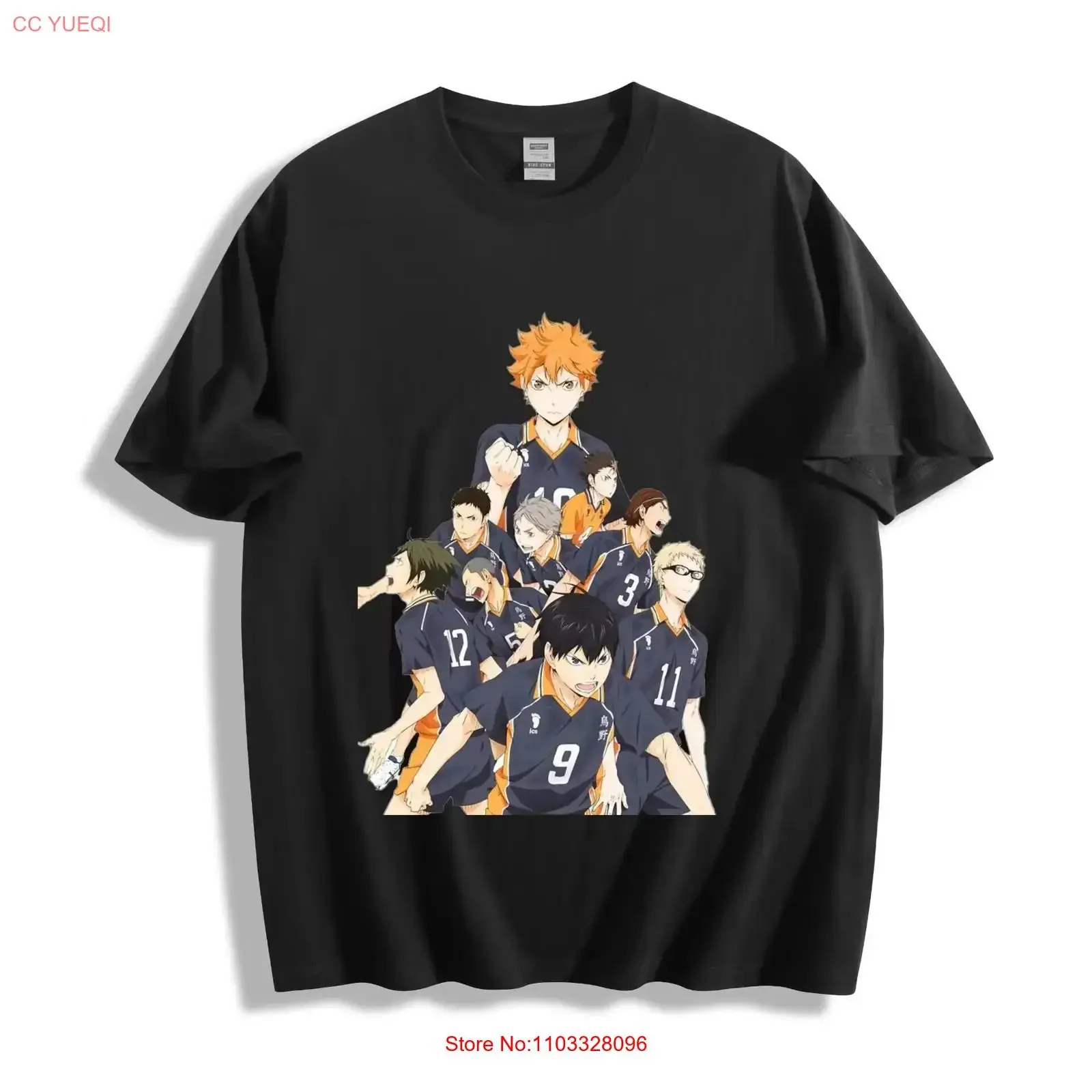 T-shirt d'unité de l'équipe de volley-ball Karasuno, motif anime portrait de groupe, style vintage délavé, streetwear polyvalent légèrement extensible