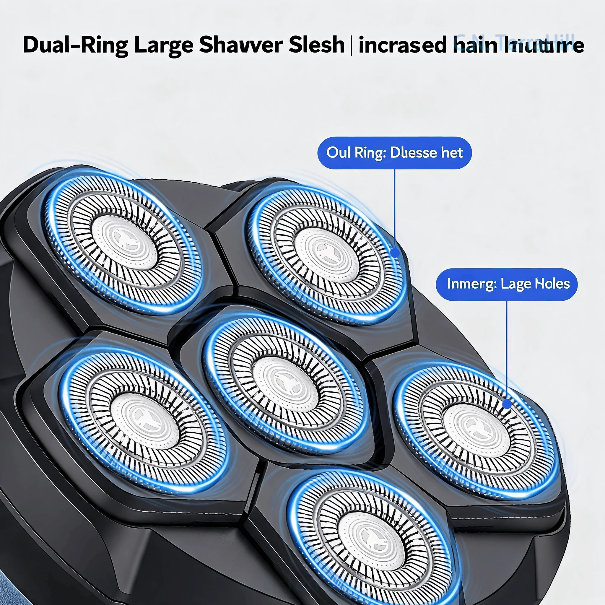 Magnetic 6-Blade Head Shaver for Men, Cordless Rechargeable Bald Head Trimmer, Multifunctional Self-Hair Clipper