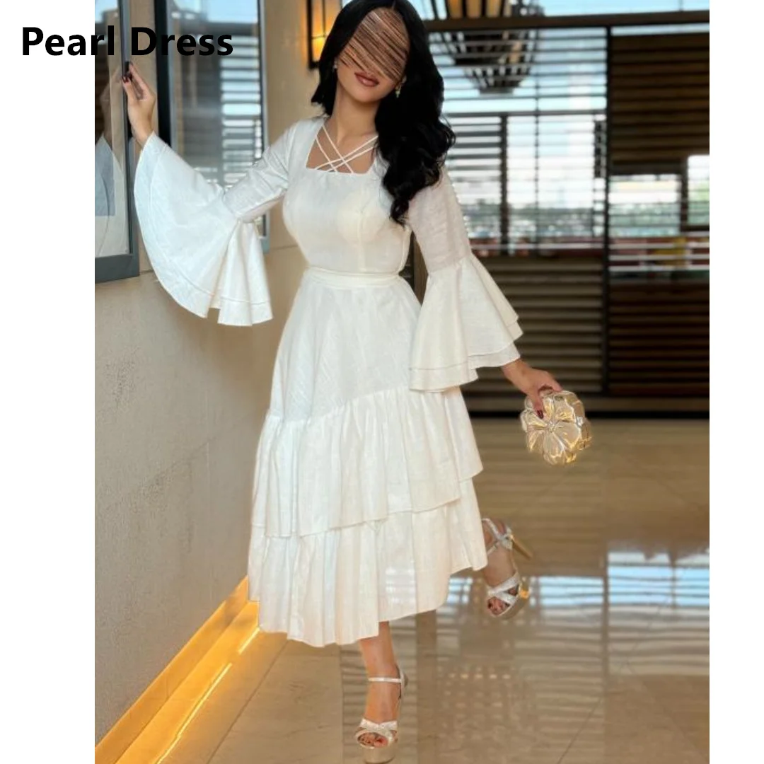 

Pearl Evening Dress Luxury Elegant Party Dresses for Women Luxury Evening Dresses 2025 Flax White Custom Made Line A Woman Prom