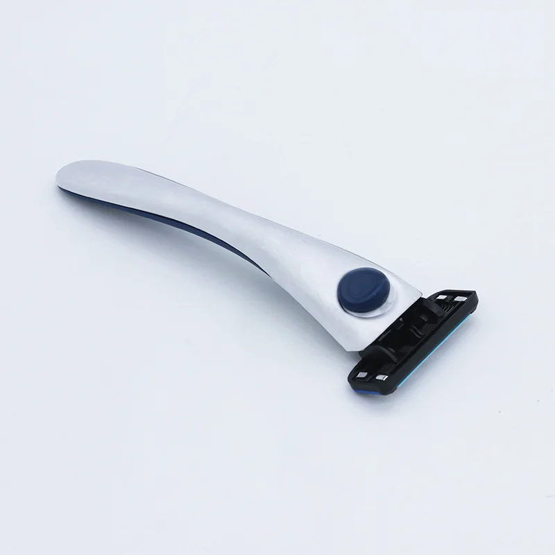 Men Manual Care Silver Metal Shaver Handle 6-Layer Stainless Steel Safty Razor Blade