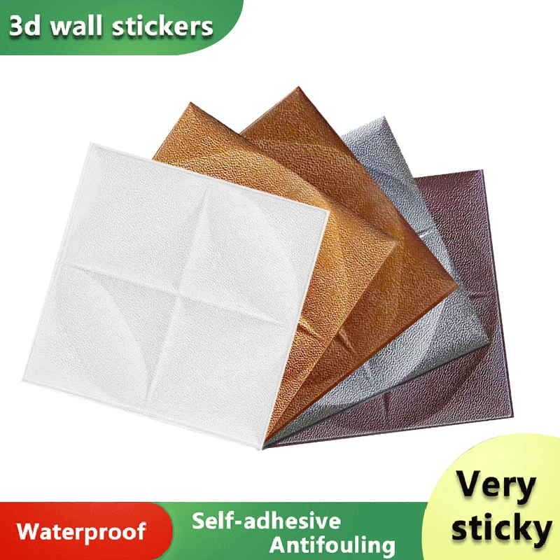 12PCS Foam 3D Panel Self Adhesive Wall Sticker Waterproof Soundproof 3D Wallpaper Living Room Bedroom Bathroom Wall Decoration