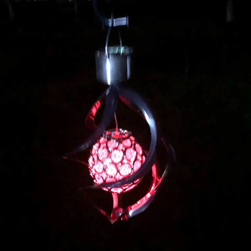 Solar Powered Wind Chime Light LED Garden Hanging Spinner Lamp Color Changing Lawn Yard Home Decoration