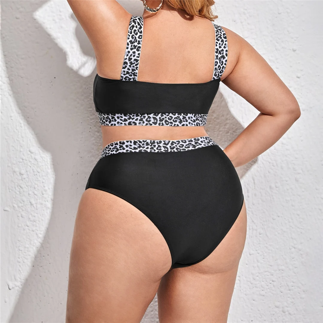 0XL - 4XL Splicing-Bikini, Plus-Size-Badebekleidung, Damen-Badeanzug, zweiteiliges Bikini-Set, Badeanzug, V3785B – Detail 5