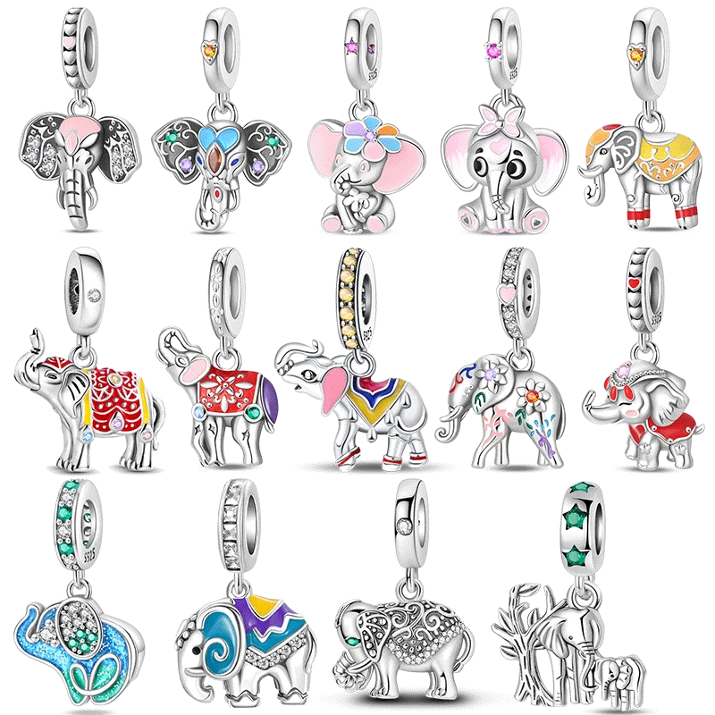

925 Sterling Silver Sacred Auspicious Guardian Elephant Series Pendant Charm Bead Fit Original Bracelet for Woman DIY Jewelry