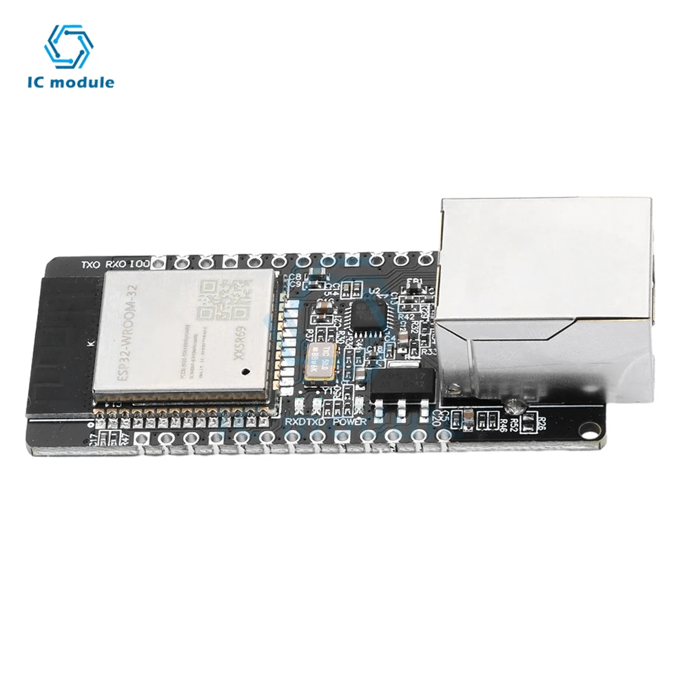 Módulo Placa de Desenvolvimento Sem Fio, Porta Serial Embutida para Ethernet, Wi-Fi, BT, ESP32-WROOM-32, WT32-ETH01